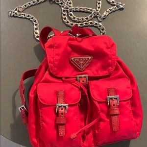 Mini red Prada backpack crossbody